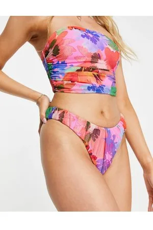 ASOS DESIGN Curve mesh hipster bikini bottom in abstract floral print