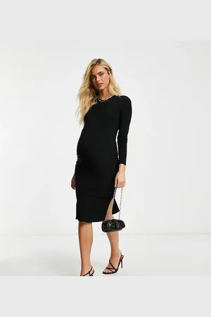 Flounce London Flounce Maternity basic jersey midi dress with long sleeve in