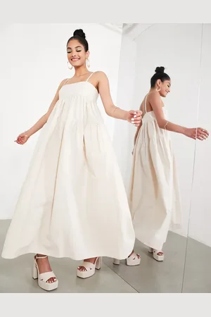 ASOS Trapeze empire cami midi dress in stone
