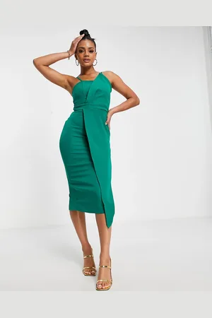 Trendyol Bust detail midi dress in bottle