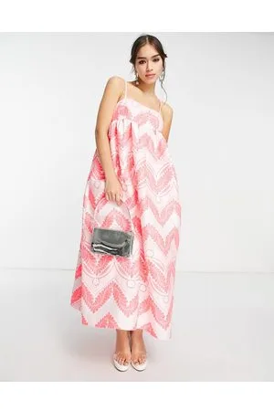 ASOS Empire trapeze midi dress in neon jacquard