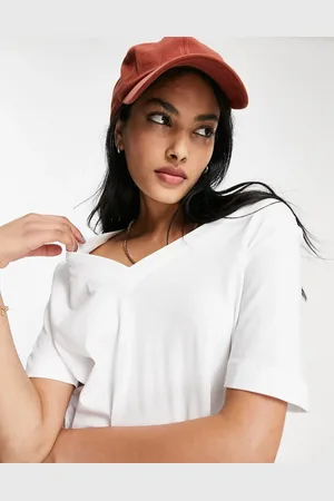 SELECTED Femme cotton v neck t-shirt with short sleeves in