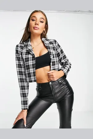 Miss Selfridge Cropped blazer in mono check