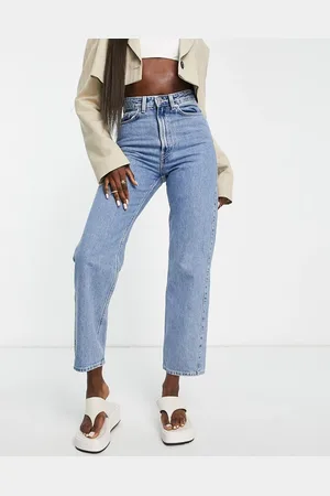 Weekday Rowe high waist straight leg jeans in sky