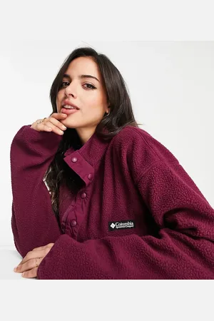 Columbia Helvetia half snap fleece in burgundy Exclusive at ASOS