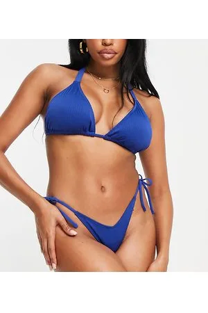 Ivory Rose Fuller Bust mix & match rib triangle bikini top in navy