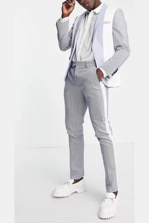 Twisted Tailor Triptych skinny fit suit trousers in white and stripe panels