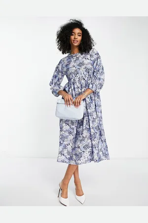 EDITED the label Long sleeve midi smock dress in vintage floral