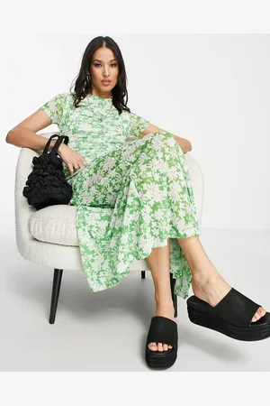 Topshop Mesh printed midi tea dress in