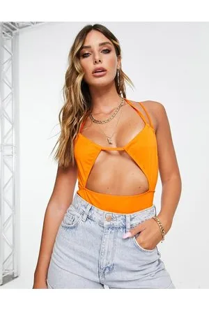 ASOS DESIGN halter neck crop top in yellow