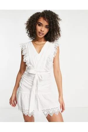Parisian Tie waist broderie mini dress in