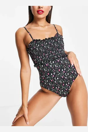 The Frolic Gianna shirred swimsuit in black floral