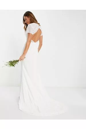 Y.A.S Y.A.S Bridal cut out dress with full bodice and train in