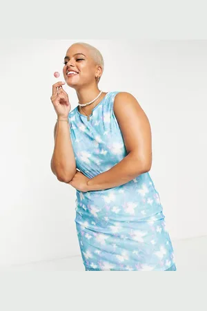 Daisy Street High neck bodycon mini dress in Y2K butterfly print