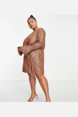 ASOS ASOS DESIGN Curve embellished drape detail mini dress with button detail in
