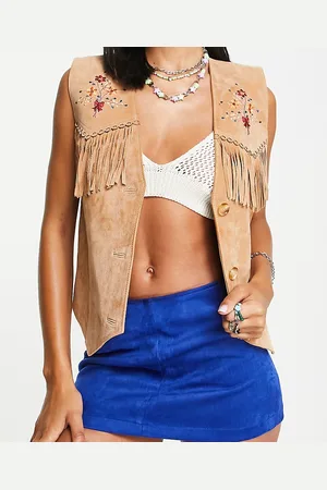 Reclaimed Inspired low rise mini faux suede skirt in blue