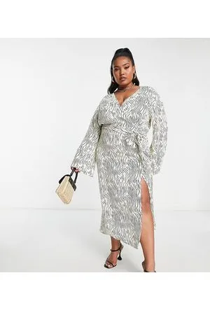 Pretty Lavish Wrap midi dress in abstract wave print