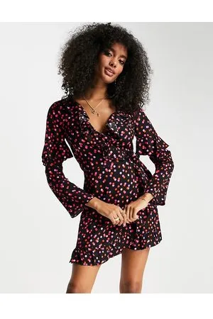 Topshop Spot jacquard wrap dress in