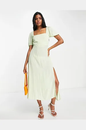 Stradivarius Midi tea dress in sage