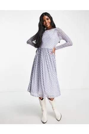 Y.A.S Y.A.S. Bianca checkerboard print mesh midi dress in multi