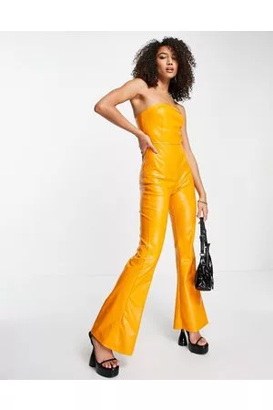 KYÒ The Brand leather look bandeau jumpsuit in