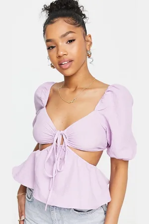 The Frolic Textured cut-out detail blouse in lilac
