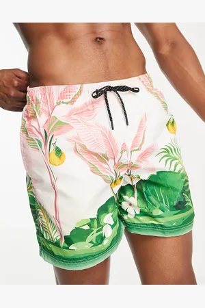 JACK & JONES Intelligence swim short in landscape palm print