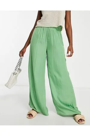 VILA Satin wide leg trouser co-ord in
