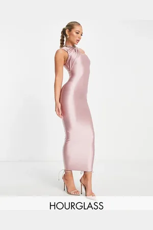 Naked Wardrobe Drape neck midi dress in