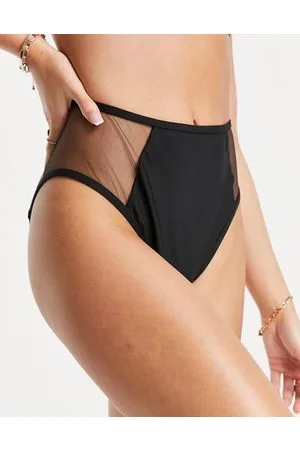 Wolf & Whistle Exclusive mix and match high waist bikini bottom with mesh inserts in