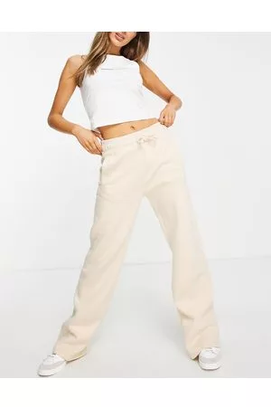 Topshop wide leg nylon track pant with contrast piping detail in black