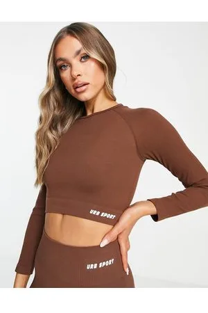 Urban Threads seamless high neck long sleeve sports crop top with zip front  in forest green