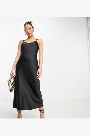 River Island Satin cowl neck midi dress in