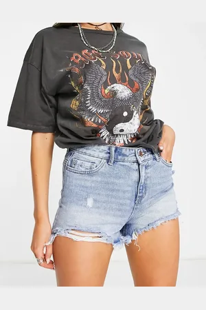 ONLY Pacy high waisted ripped denim shorts in light
