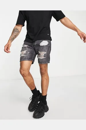 JACK & JONES Loose fit denim shorts with abrasions in washed