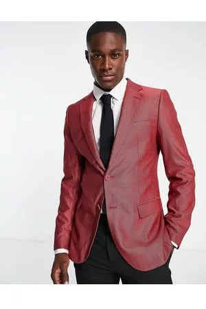 ASOS Super Skinny Tuxedo Suit Jacket In Dark Red