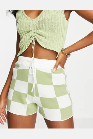 Gianni Feraud Checkerboard knitted shorts co-ord in green