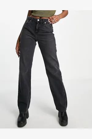 ONLY Dad wide straight leg jeans in washed black