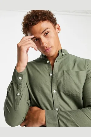 New Look Long sleeve oxford shirt in khaki