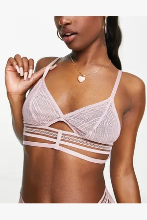 ASOS Nettie filament and fishnet soft bra in dusty pink