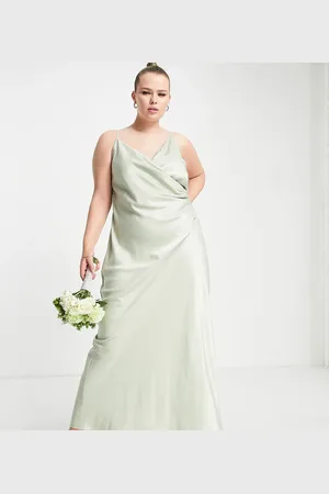 VILA Bridesmaid cami maxi dress with ruching in satin