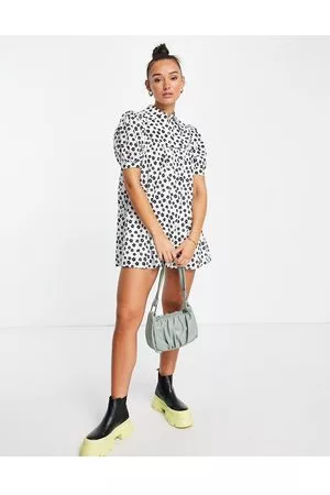 Lost Ink Flower print front yoke mini dress in