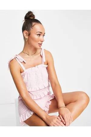 Lost Ink Gingham frill edge cami co-ord in