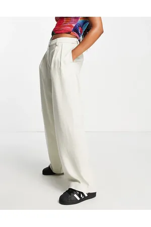 Weekday Slouch wide leg trousers in beige