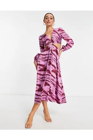 Topshop Animal print ring detail cut out maxi dress in