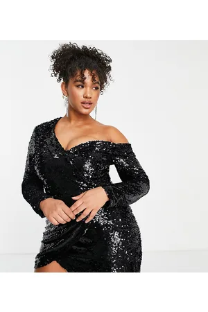 Lavish alice sequin velvet sale off shoulder asymmetric mini dress