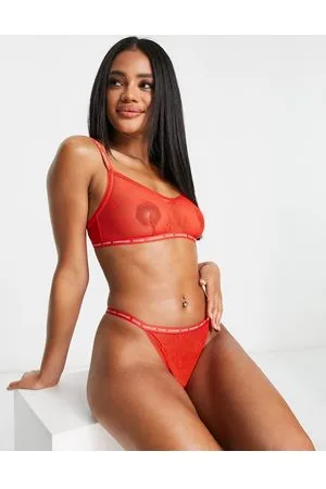 Calvin Klein CK One logo mesh unlined bralette in terracotta