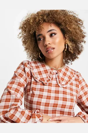 QED London Collared midi smock dress in gingham print