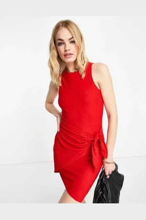 River Island Wrap skirt mini dress in coral