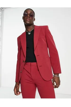 ASOS Super Skinny Tuxedo Suit Jacket In Dark Red